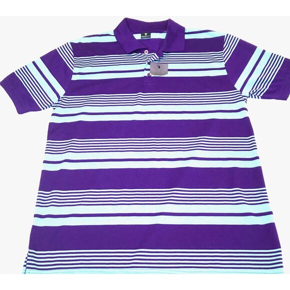 Prestige Polo Men’s Wear Shirt New XL Purple Stripe 3/4 Button Front Collard top - Picture 1 of 7